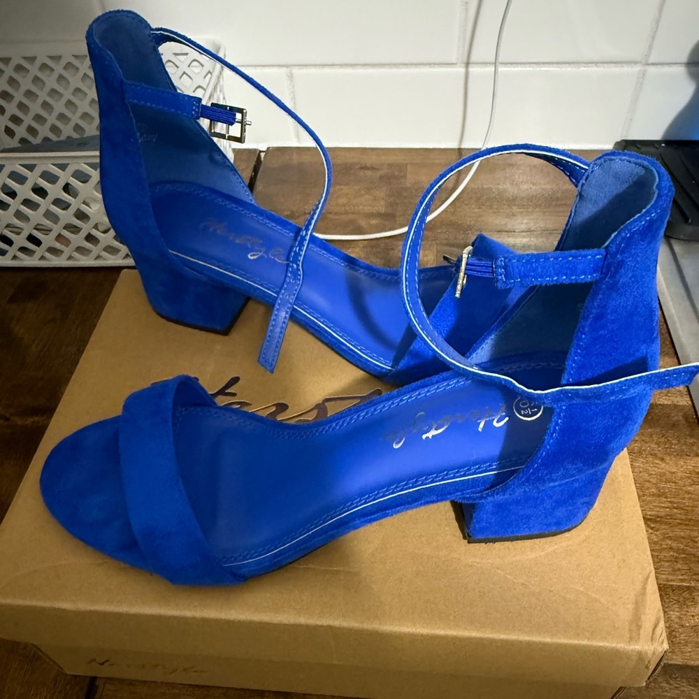 Herstyle Blue Block Heel Sandals